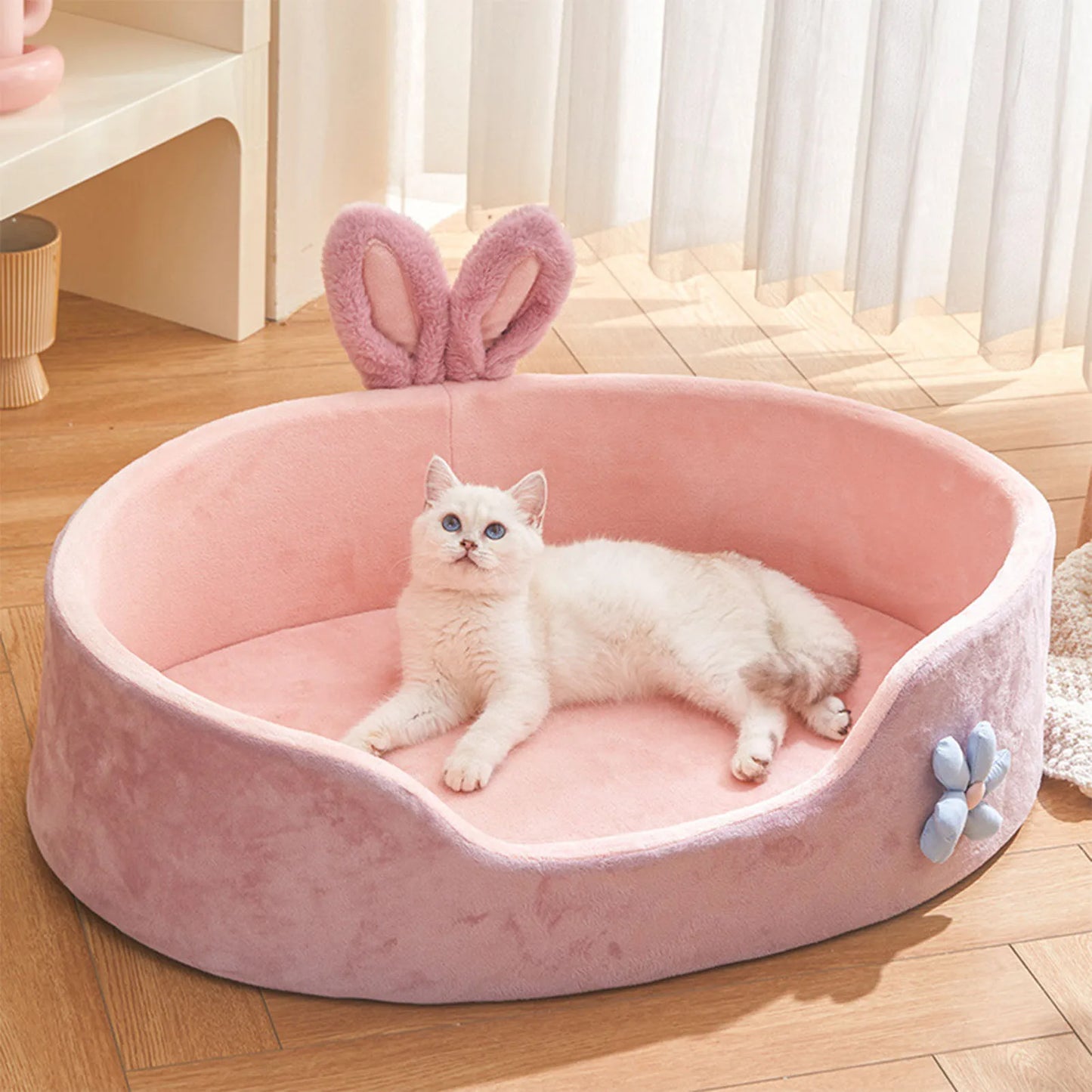 Cozy Pink Pet Bed - Detachable & Washable