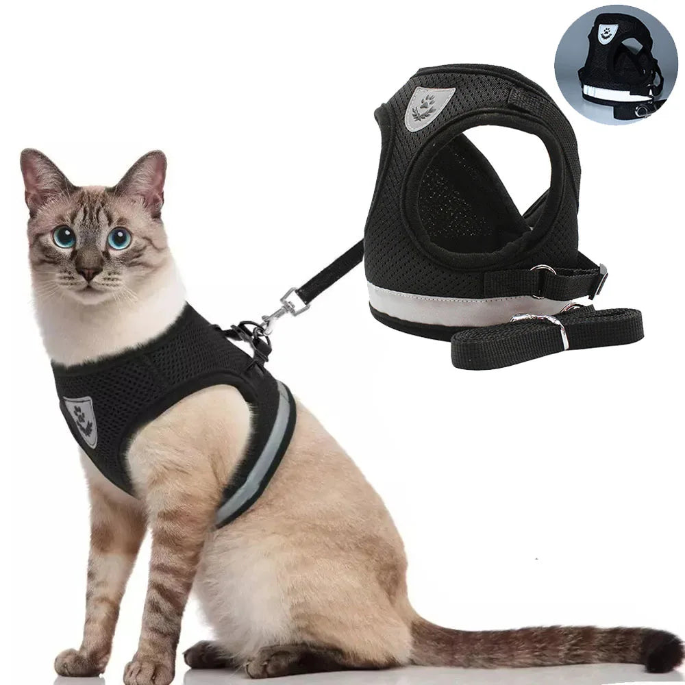 Adjustable Reflective Pet Harness and Leash Set
