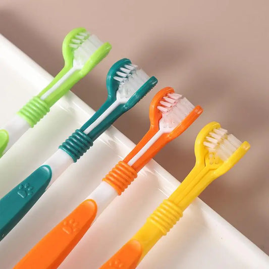 Three-Sided Pet Toothbrush for Dogs and Cats