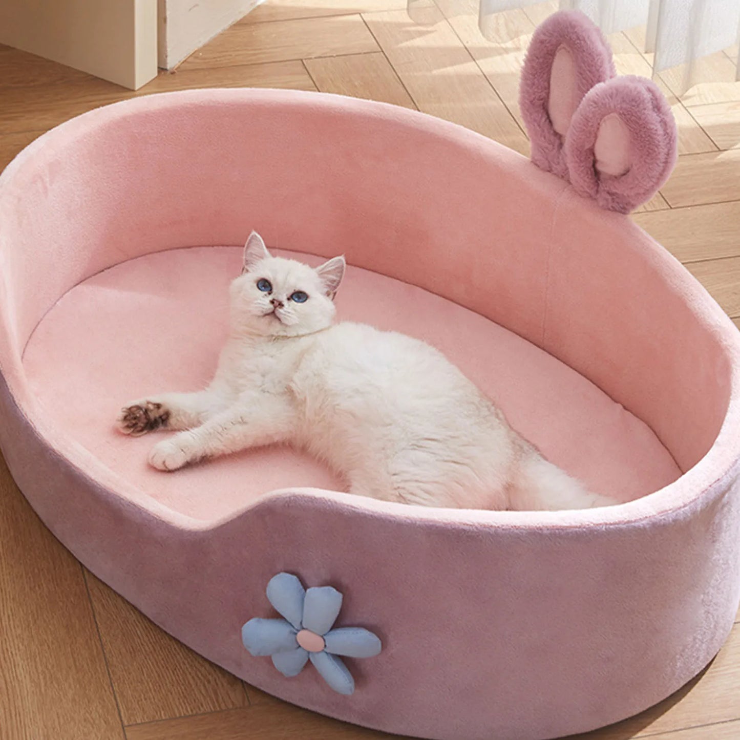 Cozy Pink Pet Bed - Detachable & Washable