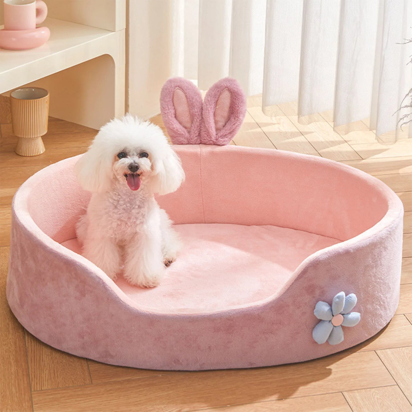 Cozy Pink Pet Bed - Detachable & Washable