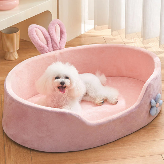 Cozy Pink Pet Bed - Detachable & Washable