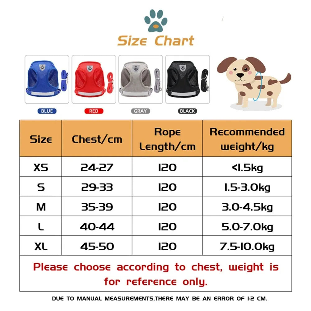 Adjustable Reflective Pet Harness and Leash Set