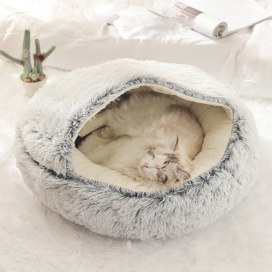 Cozy Plush Hooded Cat Bed Cave - Anti-Anxiety Design